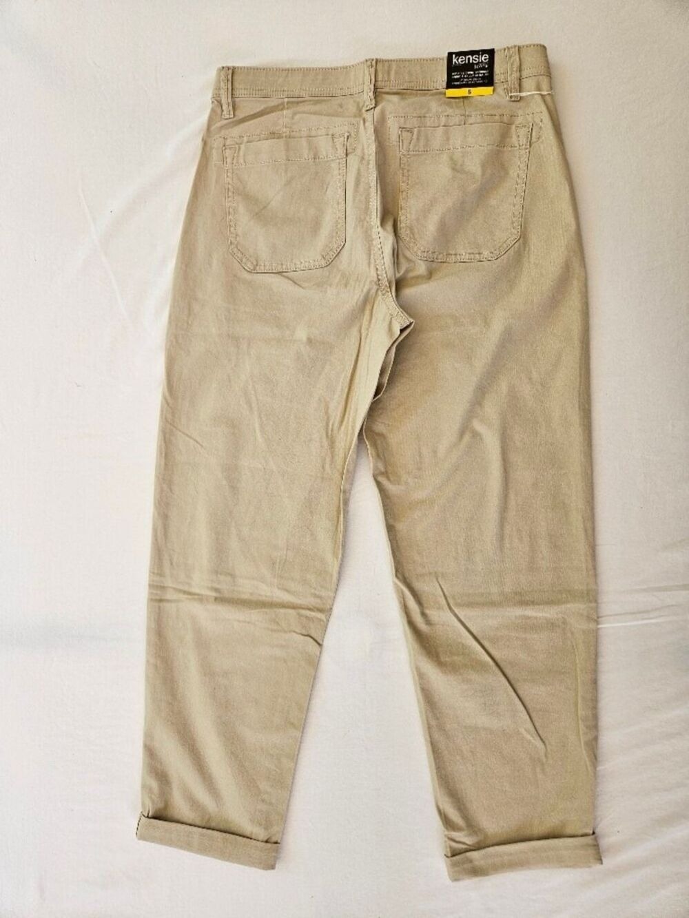 Kensie Jeans Beige Mid-Rise Chino Trousers NWT Size 6 Ankle Crop Pants Stretch - Picture 8 of 9